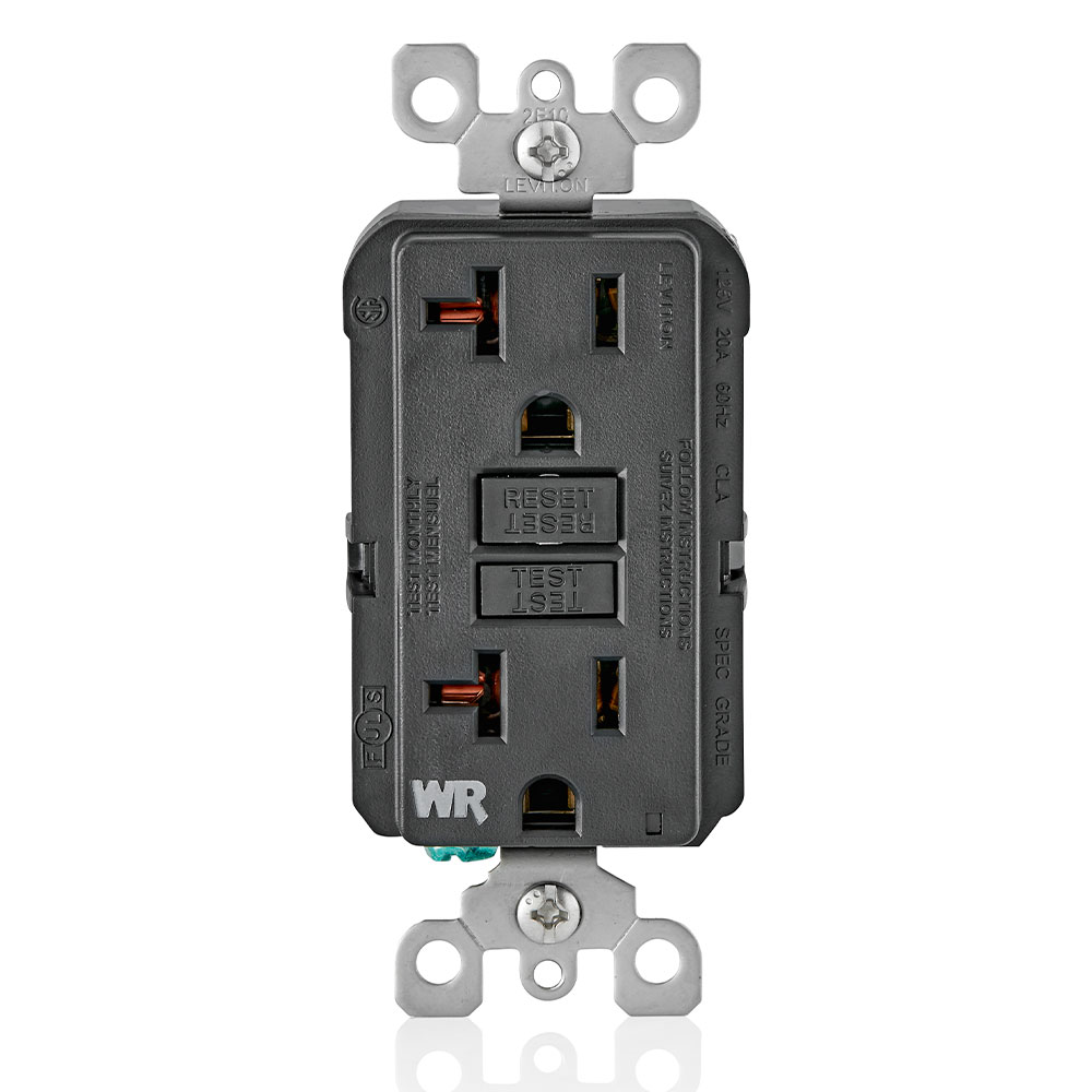 Product image for 20 Amp GFCI Weather-Resistant Outlet, Self Test, with LED Indicator Light