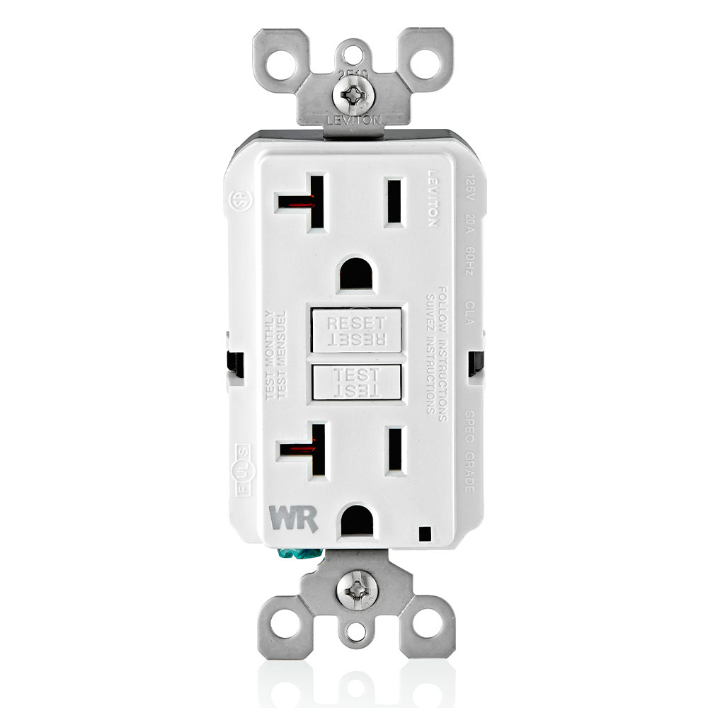 Product image for 20 Amp GFCI Weather-Resistant Outlet, Self Test, with LED Indicator Light