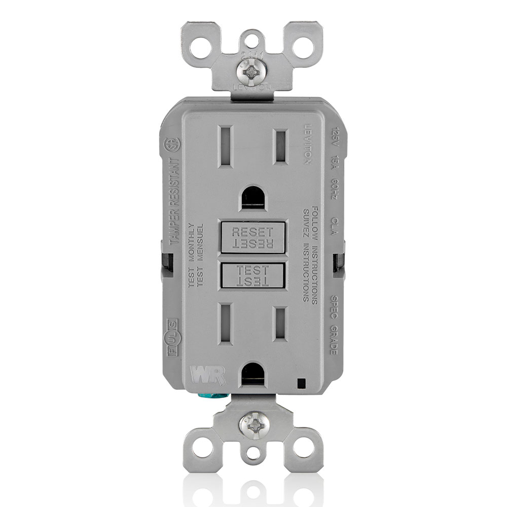 Product image for 15 Amp GFCI Weather-Resistant Outlet, Self Test, Tamper-Resistant with LED Indicator Light