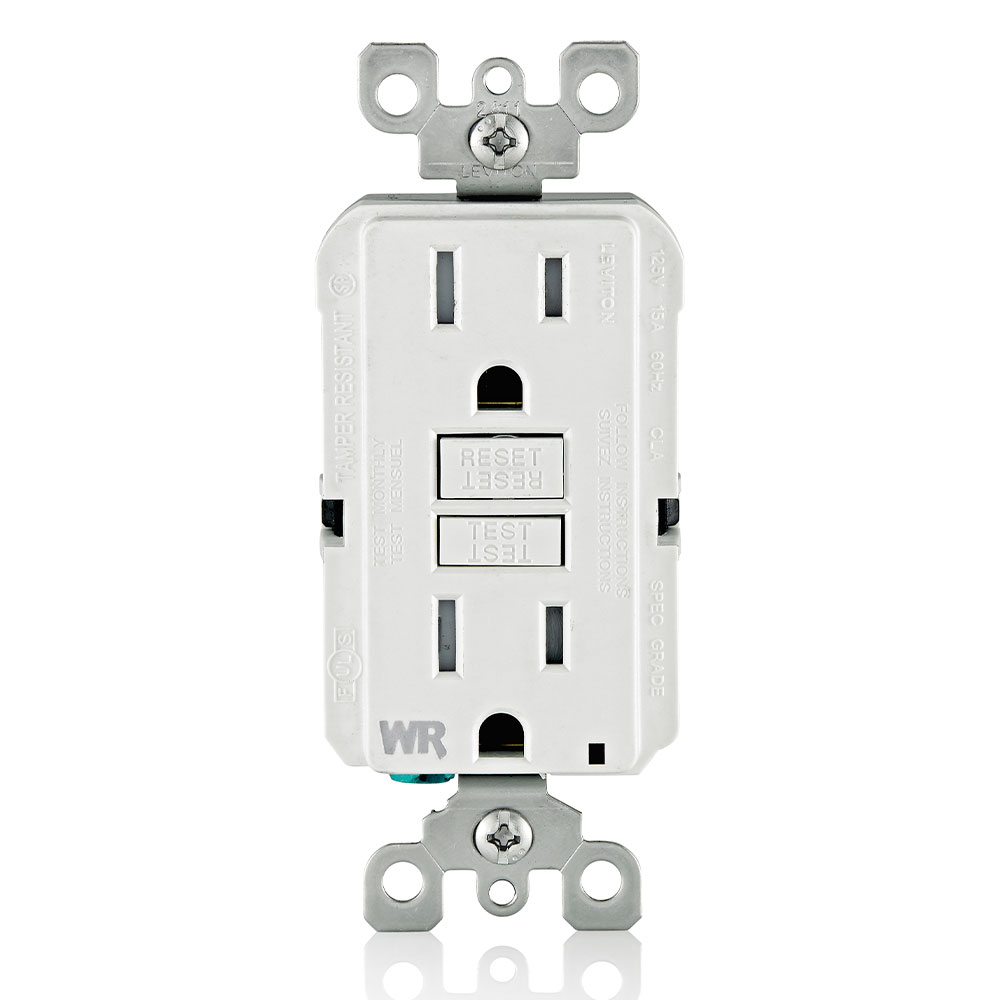 Product image for 15 Amp Slim GFCI Weather-Resistant Outlet, Self Test, Tamper-Resistant with LED Indicator Light
