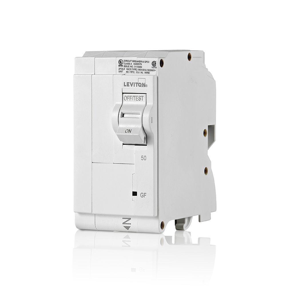 Product image for LEV LB250-G 50A 2-P GFCI BRKR 120/2