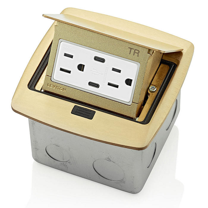 Product image for Pop-Up Floor Box with Dual USB Type-C Charging (30W), 15 Amp Outlet