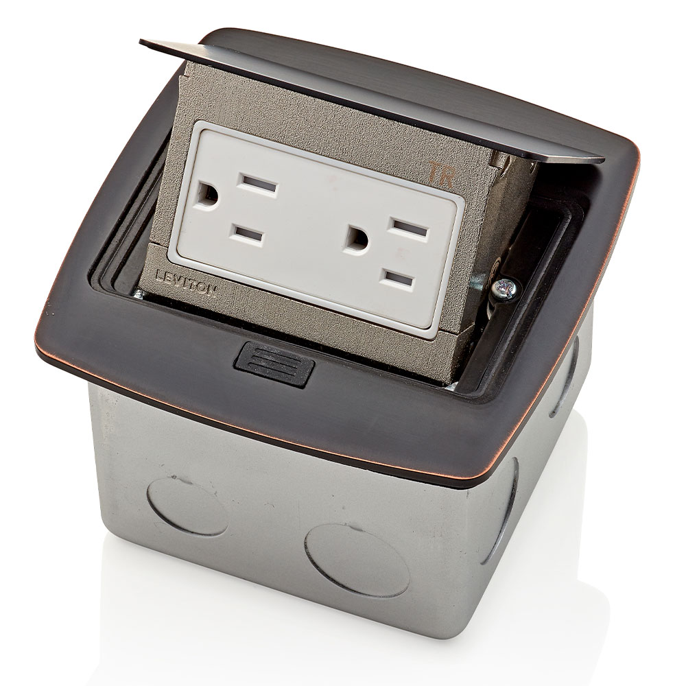 Product image for Pop-Up Floor Box with 15 Amp Tamper-Resistant Outlet/Receptacle, Bronze