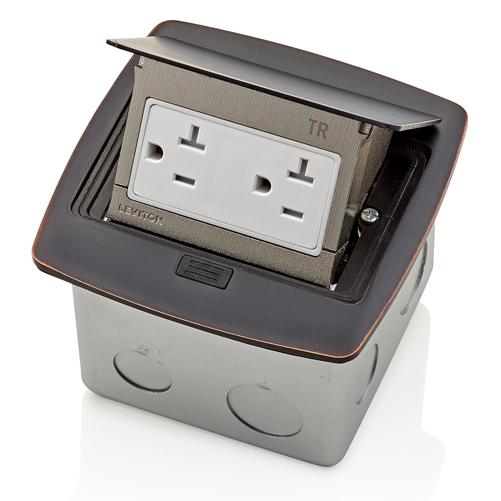 Product image for Pop-Up Floor Box with 20 Amp Tamper-Resistant Outlet/Receptacle, Bronze