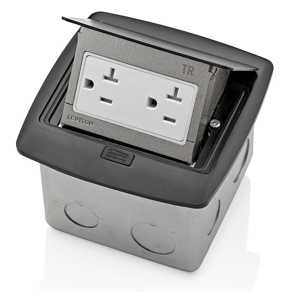Product image for Pop-Up Floor Box with 20 Amp Tamper-Resistant Outlet/Receptacle, Black