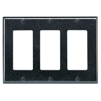 Product image for 3-Gang Decora Wallplate, Midway Size, Thermoplastic Nylon, Black