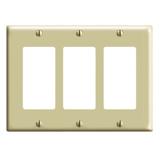 Product image for 3-Gang Decora Wallplate, Midway Size, Thermoplastic Nylon, Ivory