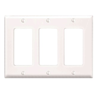 Product image for 3-Gang Decora Wallplate, Midway Size, Thermoplastic Nylon, White