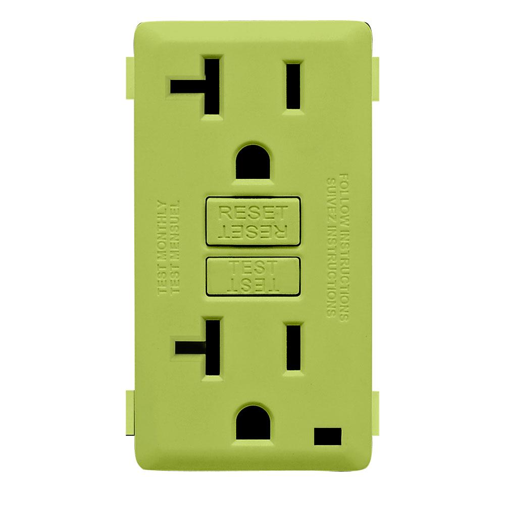 Product image for RENU® 20 Amp Tamper-Resistant GFCI Outlet/Receptacle Color Change Faceplate, Granny Smith Apple