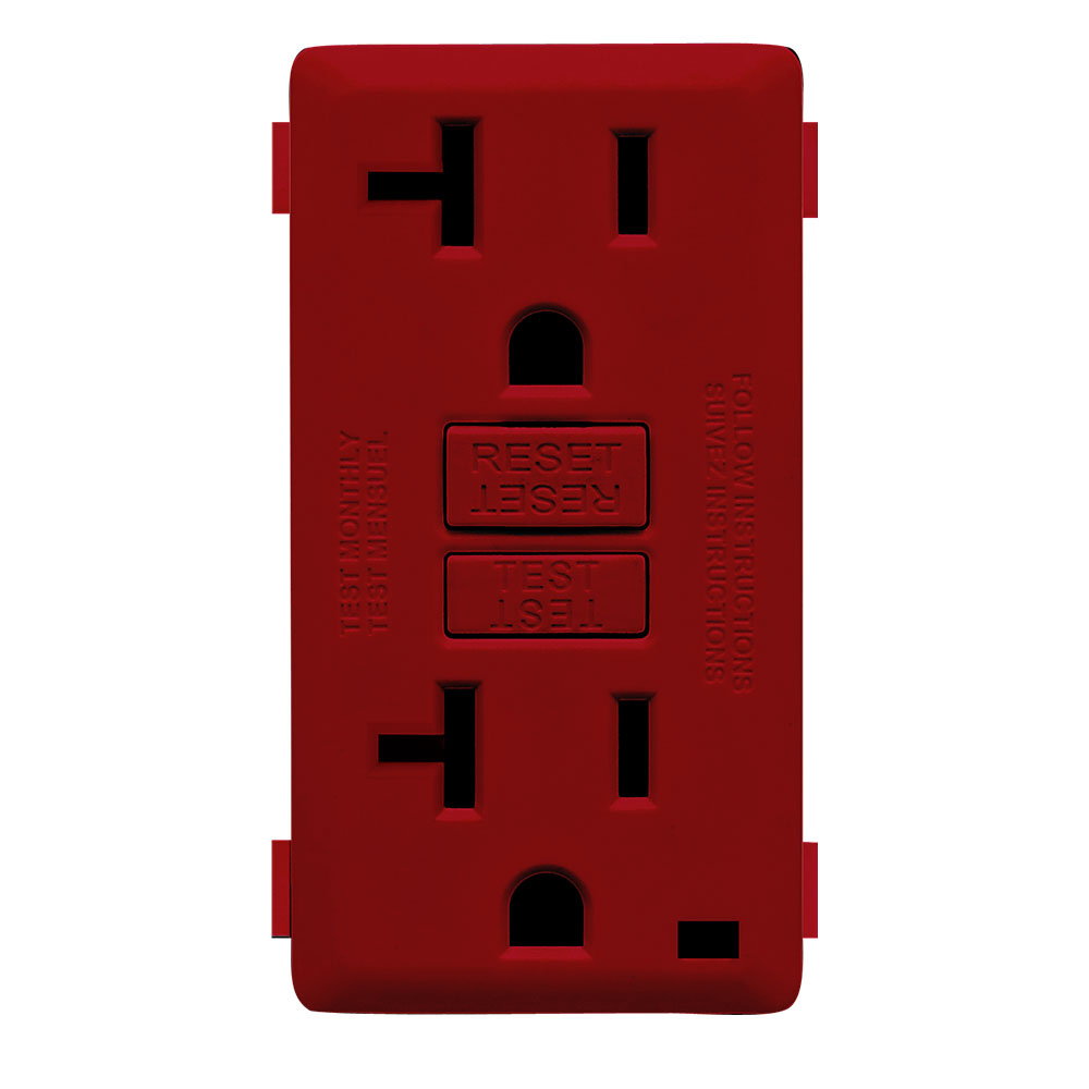 Product image for RENU® 20 Amp Tamper-Resistant GFCI Outlet/Receptacle Color Change Faceplate, Red Delicious