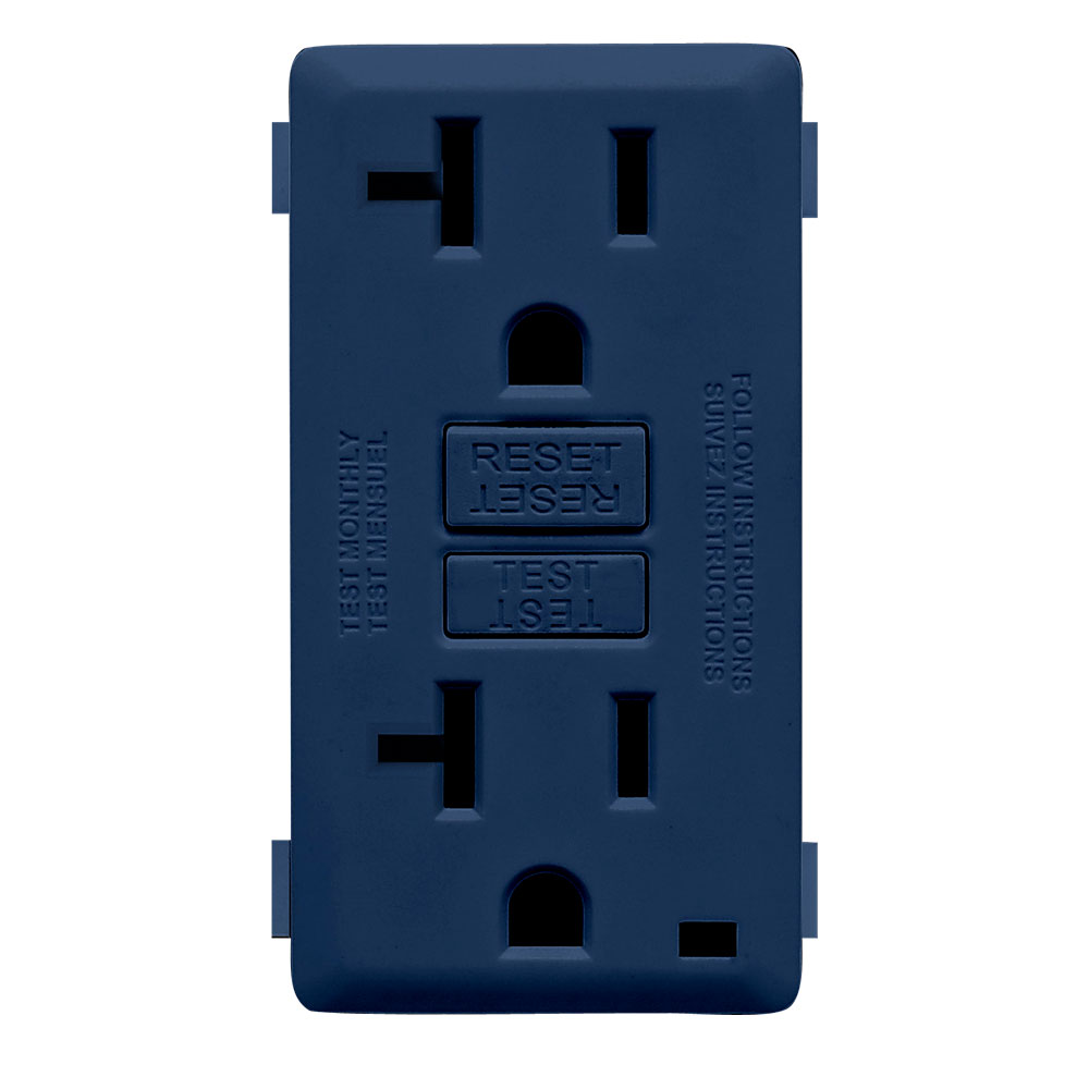 Product image for RENU® 20 Amp Tamper-Resistant GFCI Outlet/Receptacle Color Change Faceplate, Rich Navy