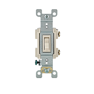 Product image for 15 Amp Toggle Switch, Grounding Clip, Light Almond