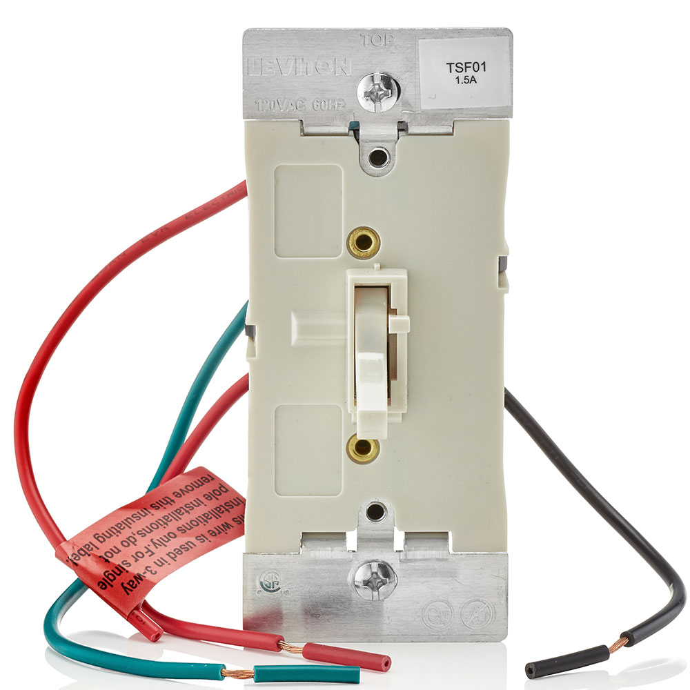 Product image for Toggle Slide Fan Speed Control Switch, 1.5A, 3-Speed, Single Pole or 3-Way, Light Almond