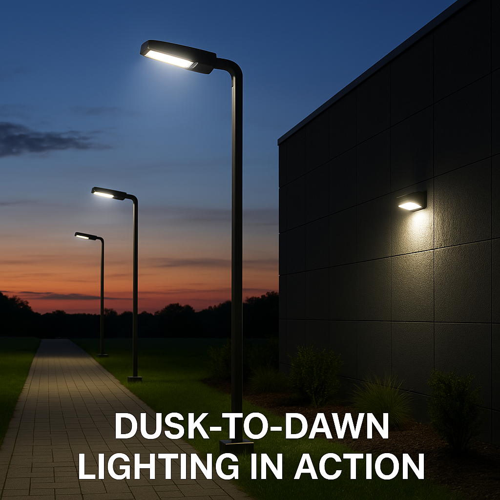 Dusk to dawn lighting using Leviton photocells.