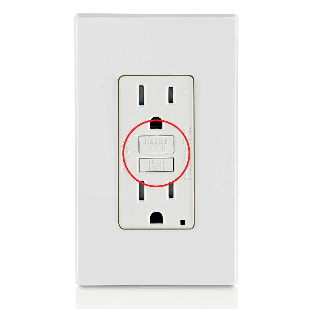 Leviton GFCI Outlet test/reset buttons