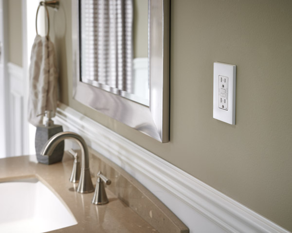 Leviton GFCI Outlet on Bathroom Wall