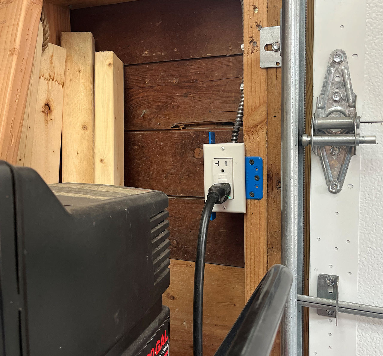 Leviton GFCI Outlet in Wall in Garage