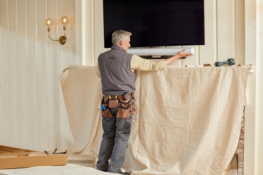 Construction Man working in house